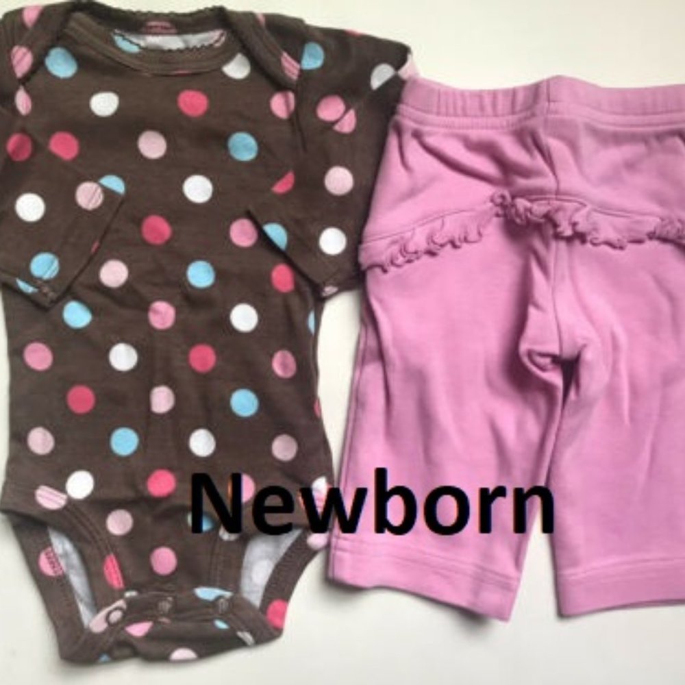 Girl's Size NB Newborn Brown LS Top Carter's